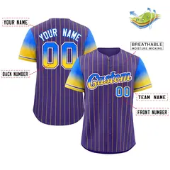 Purple Blue Yellow-Purple Stripe Gradient Baseball Jersey 2