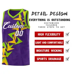 Purple Boomerang Pattern Basketball Jersey 2