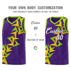 Purple Boomerang Pattern Basketball Jersey 3