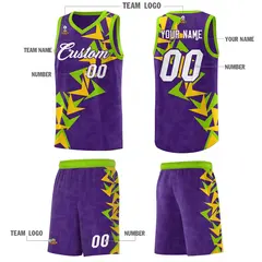 Purple Boomerang Pattern Basketball Jersey 5