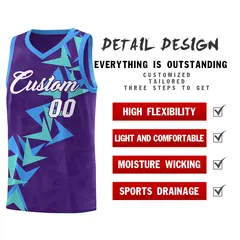 Purple Boomerang Pattern Basketball Jersey 2