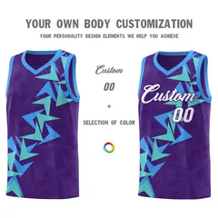 Purple Boomerang Pattern Basketball Jersey 3