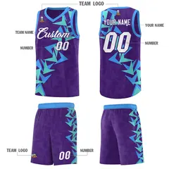 Purple Boomerang Pattern Basketball Jersey 5