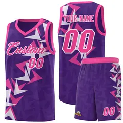 Purple Boomerang Pattern Basketball Jersey 1