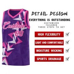 Purple Boomerang Pattern Basketball Jersey 2