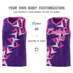 Purple Boomerang Pattern Basketball Jersey 3