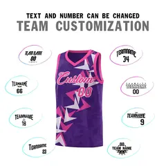 Purple Boomerang Pattern Basketball Jersey 4
