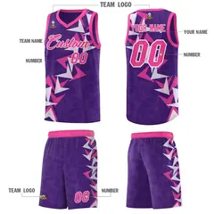 Purple Boomerang Pattern Basketball Jersey 5