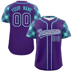 Purple Bright Green Raglan Sleeves Authentic Baseball Jersey 1