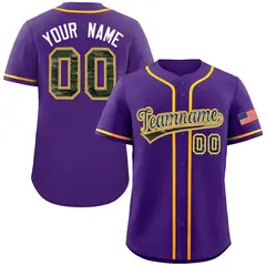 Purple Camo Font Authentic Baseball Jersey