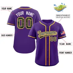 Purple Camo Font Authentic Baseball Jersey 2