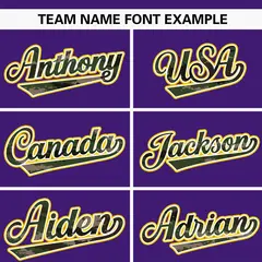 Purple Camo Font Authentic Baseball Jersey 3
