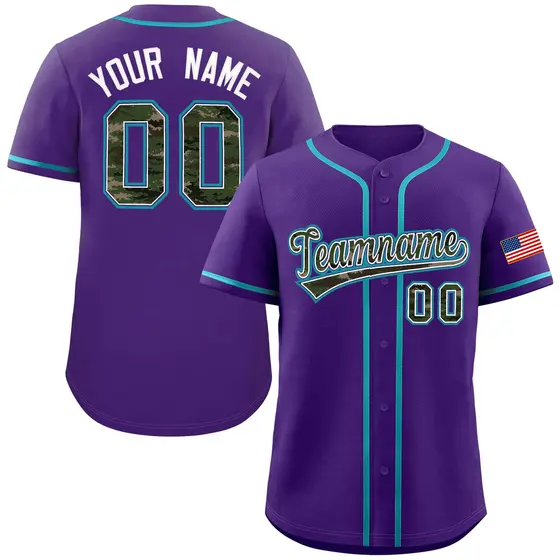 Purple Camo Font Authentic Baseball Jersey