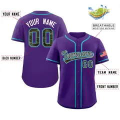 Purple Camo Font Authentic Baseball Jersey 2