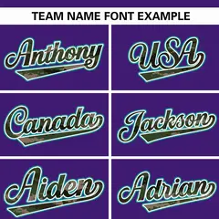 Purple Camo Font Authentic Baseball Jersey 3