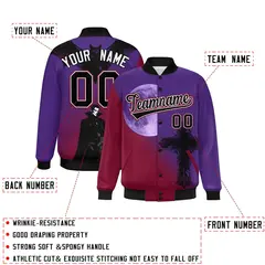 Purple Cardinal Black Halloween Skeleton Graffiti Varsity Jacket 2