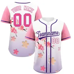 Purple Cherry Blossom Graffiti Pattern Baseball Jersey
