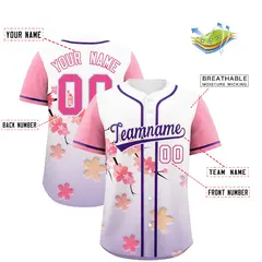 Purple Cherry Blossom Graffiti Pattern Baseball Jersey 2