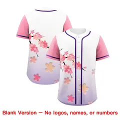 Purple Cherry Blossom Graffiti Pattern Baseball Jersey 6