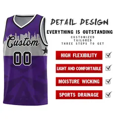 Purple City Silhouette Pattern Basketball Uniform Jersey 2
