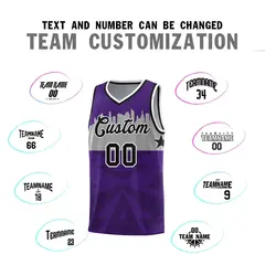 Purple City Silhouette Pattern Basketball Uniform Jersey 4