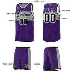 Purple City Silhouette Pattern Basketball Uniform Jersey 5