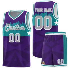 Purple City Silhouette Pattern Basketball Uniform Jersey