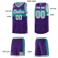 Purple City Silhouette Pattern Basketball Uniform Jersey 5