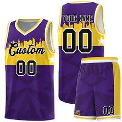 Purple City Silhouette Pattern Basketball Uniform Jersey