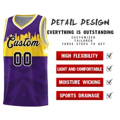 Purple City Silhouette Pattern Basketball Uniform Jersey 2