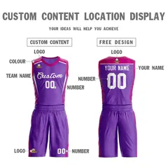 Purple Classic Mesh Basketball Jersey Sets 3