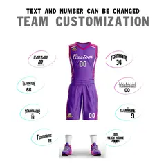 Purple Classic Mesh Basketball Jersey Sets 4