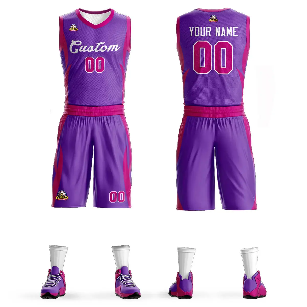 Purple Classic Mesh Basketball Jersey Sets