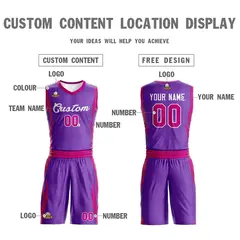 Purple Classic Mesh Basketball Jersey Sets 3