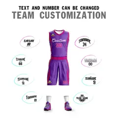 Purple Classic Mesh Basketball Jersey Sets 4