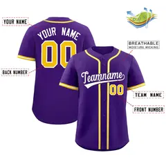 Purple Classic Style Baseball Jersey 2