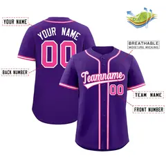 Purple Classic Style Baseball Jersey 2