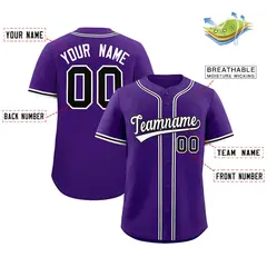 Purple Classic Style Baseball Jersey 2