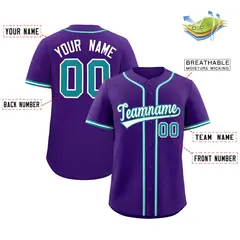 Purple Classic Style Baseball Jersey 2
