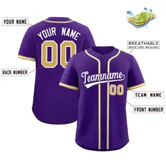 Purple Classic Style Baseball Jersey 2