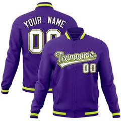 Purple Classic Varsity Full-Snap Letterman Baseball Jacket 1