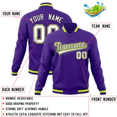 Purple Classic Varsity Full-Snap Letterman Baseball Jacket 4
