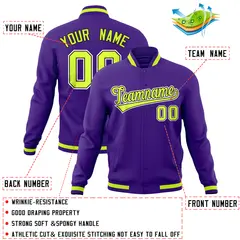 Purple Classic Varsity Full-Snap Letterman Baseball Jacket 4