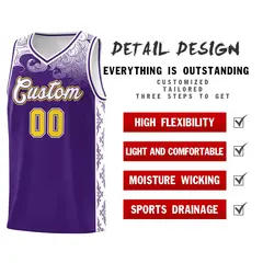 Purple Cloud Pattern Sports Uniform Basketball Jersey Set 2