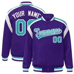 Purple Color Block Varsity Letterman Jacket