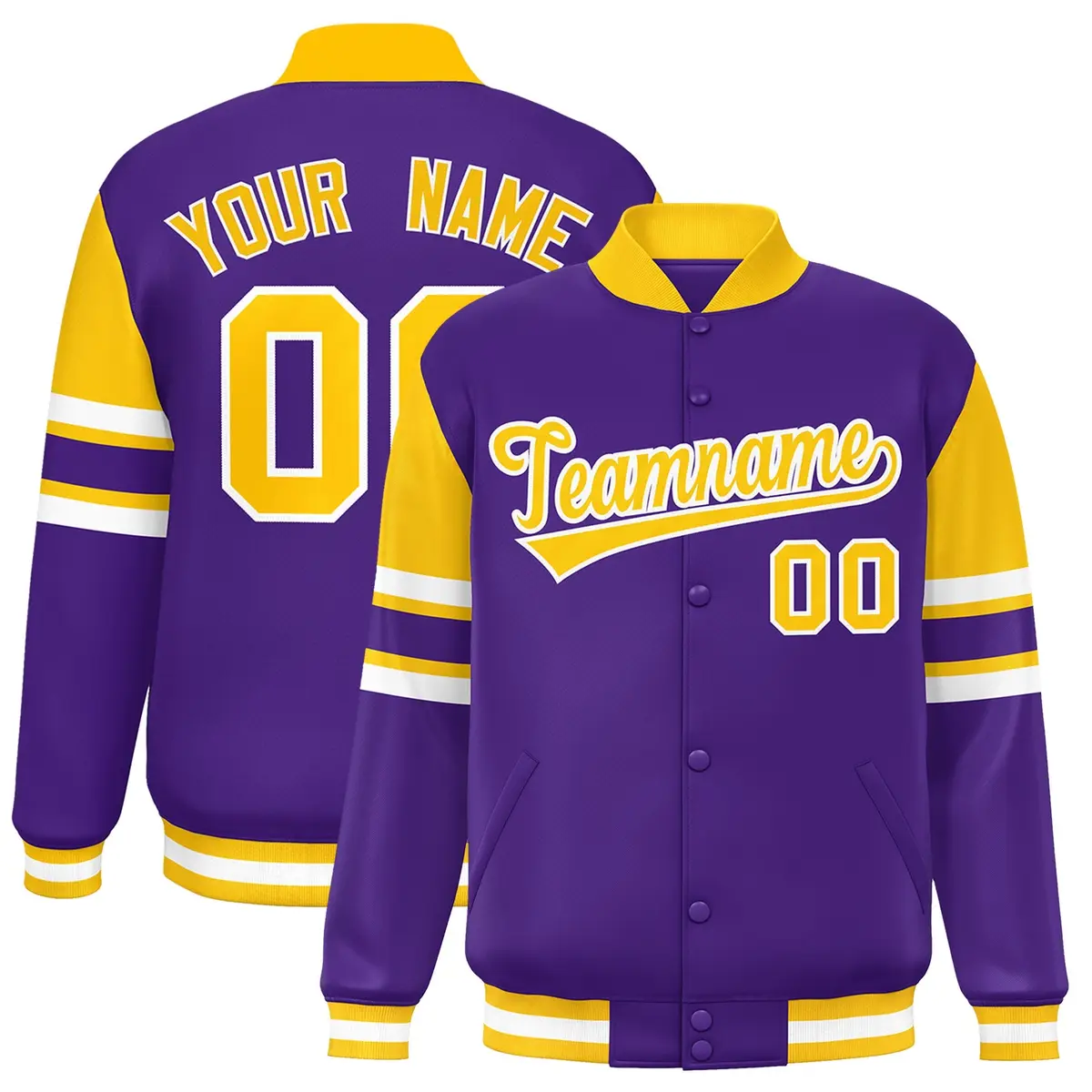 Purple Color Block Varsity Letterman Jacket