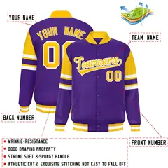 Purple Color Block Varsity Letterman Jacket 2