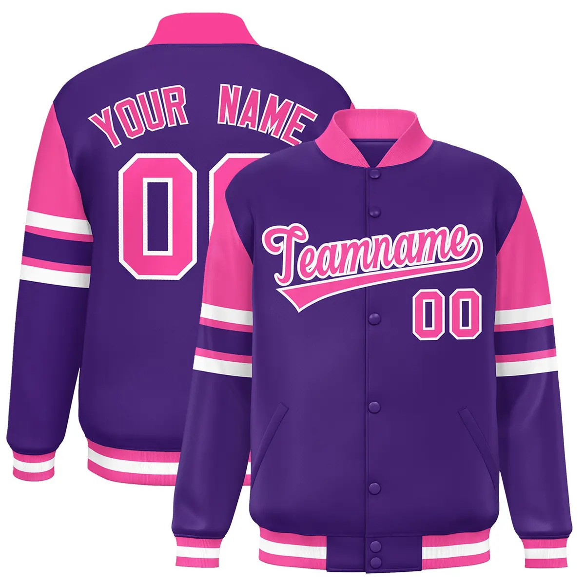Purple Color Block Varsity Letterman Jacket