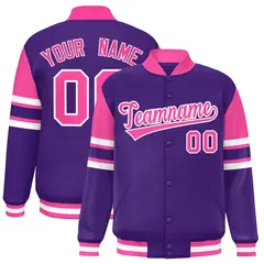 Purple Color Block Varsity Letterman Jacket