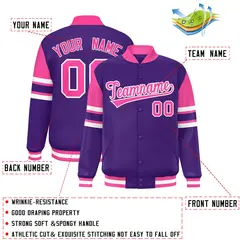 Purple Color Block Varsity Letterman Jacket 2